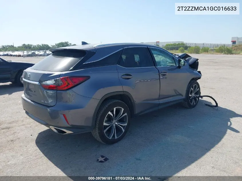 2T2ZZMCA1GC016633 2016 Lexus Rx 350