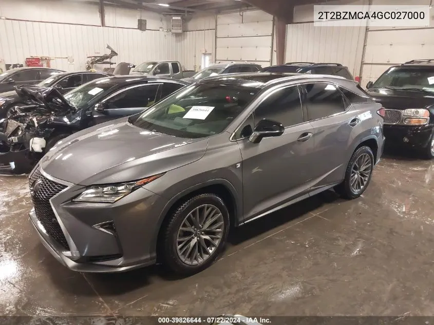 2016 Lexus Rx 350 F Sport VIN: 2T2BZMCA4GC027000 Lot: 39826644