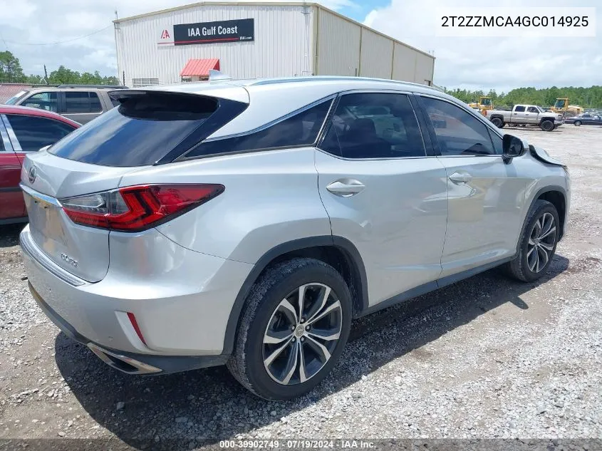 2016 Lexus Rx 350 VIN: 2T2ZZMCA4GC014925 Lot: 39902749