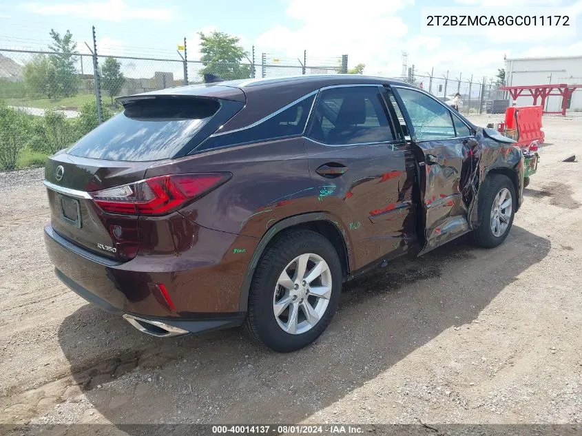 2T2BZMCA8GC011172 2016 Lexus Rx 350