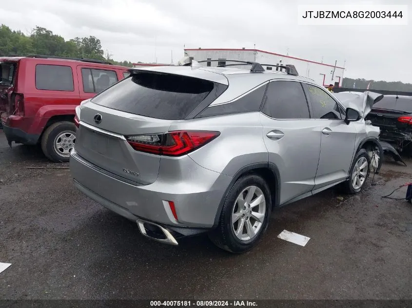 2016 Lexus Rx 350 VIN: JTJBZMCA8G2003444 Lot: 40075181