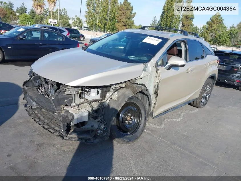 2T2BZMCA4GC004364 2016 Lexus Rx 350