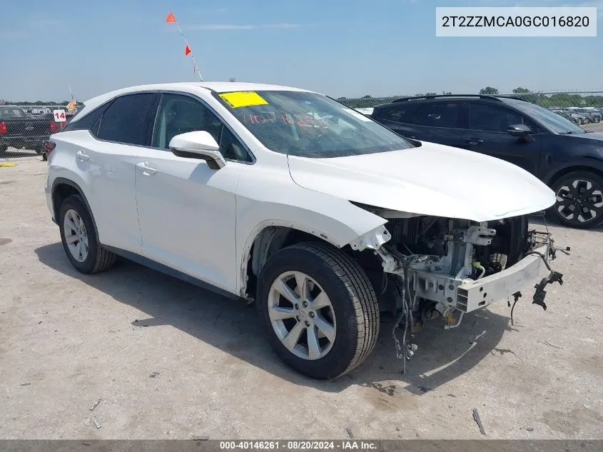 2T2ZZMCA0GC016820 2016 Lexus Rx 350