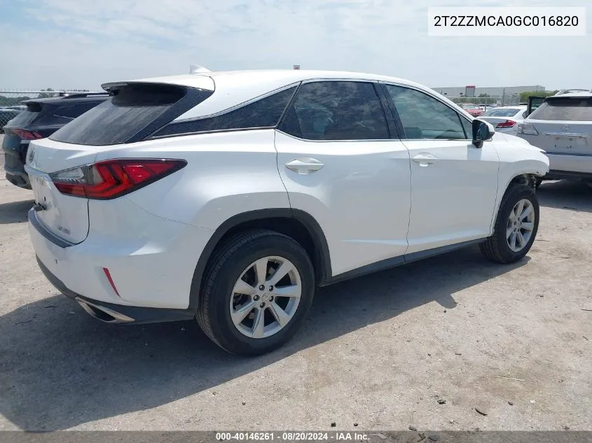 2T2ZZMCA0GC016820 2016 Lexus Rx 350