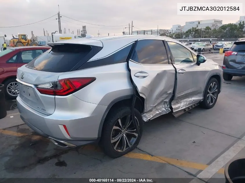 2016 Lexus Rx 350 VIN: JTJBZMCA3G2012584 Lot: 40165114