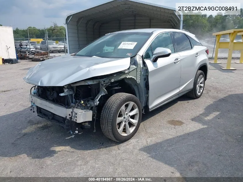 2T2BZMCA9GC008491 2016 Lexus Rx 350