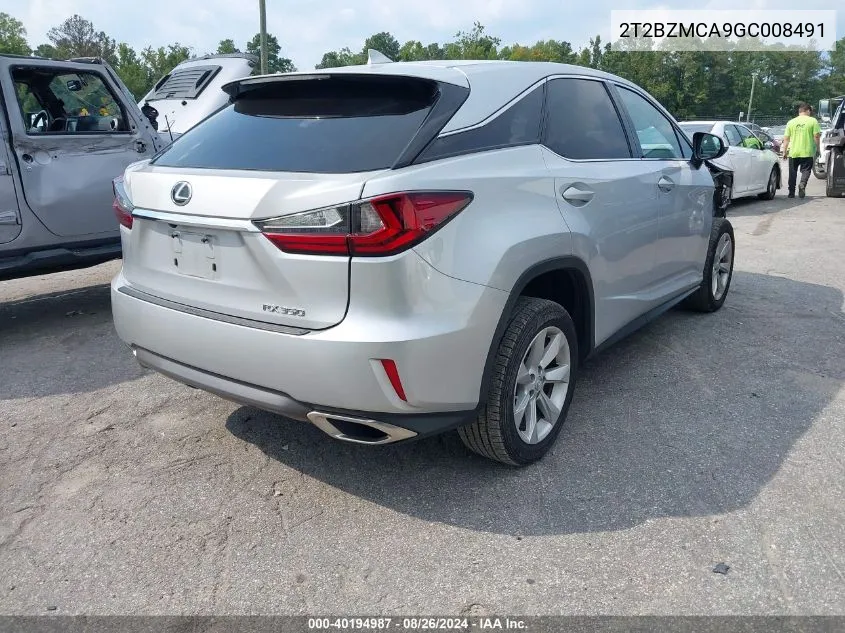 2016 Lexus Rx 350 VIN: 2T2BZMCA9GC008491 Lot: 40194987