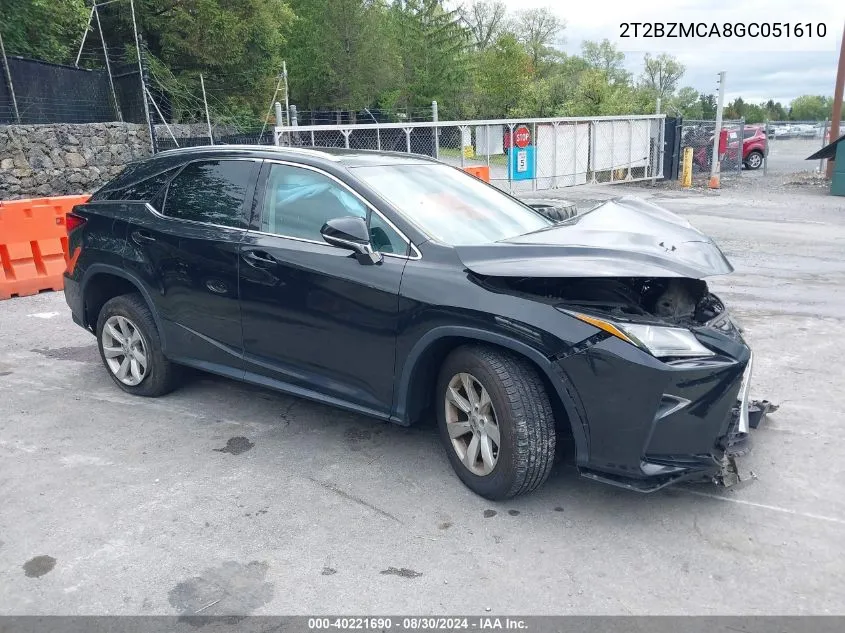 2016 Lexus Rx 350 VIN: 2T2BZMCA8GC051610 Lot: 40221690