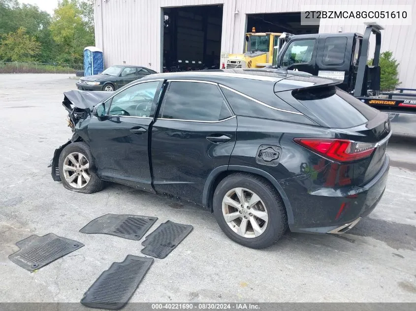 2016 Lexus Rx 350 VIN: 2T2BZMCA8GC051610 Lot: 40221690