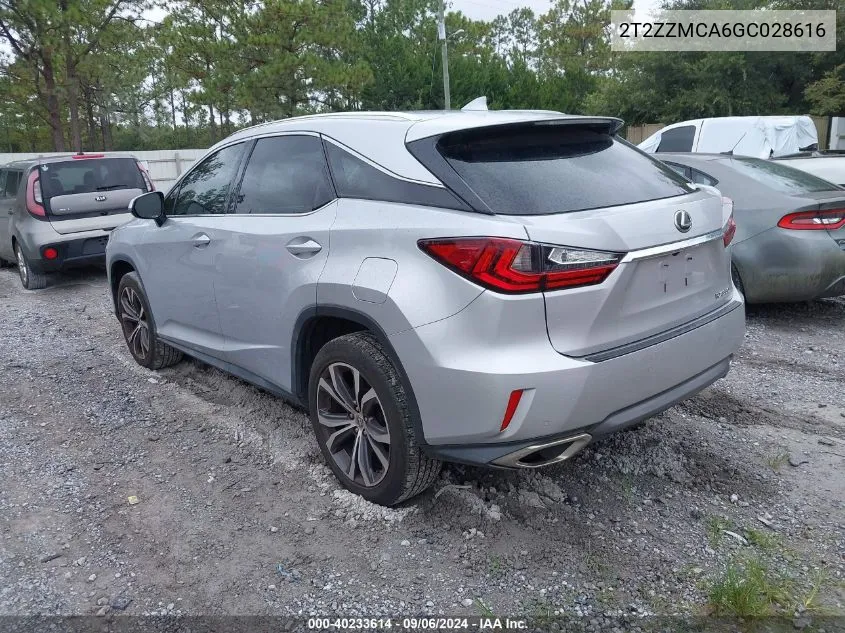 2016 Lexus Rx 350 VIN: 2T2ZZMCA6GC028616 Lot: 40233614