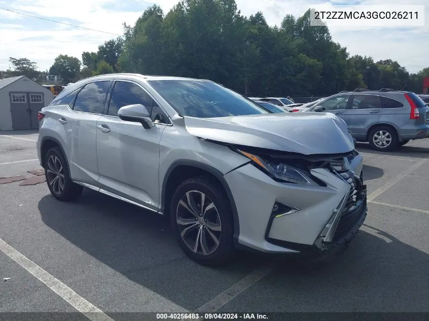 2016 Lexus Rx 350 VIN: 2T2ZZMCA3GC026211 Lot: 40256483