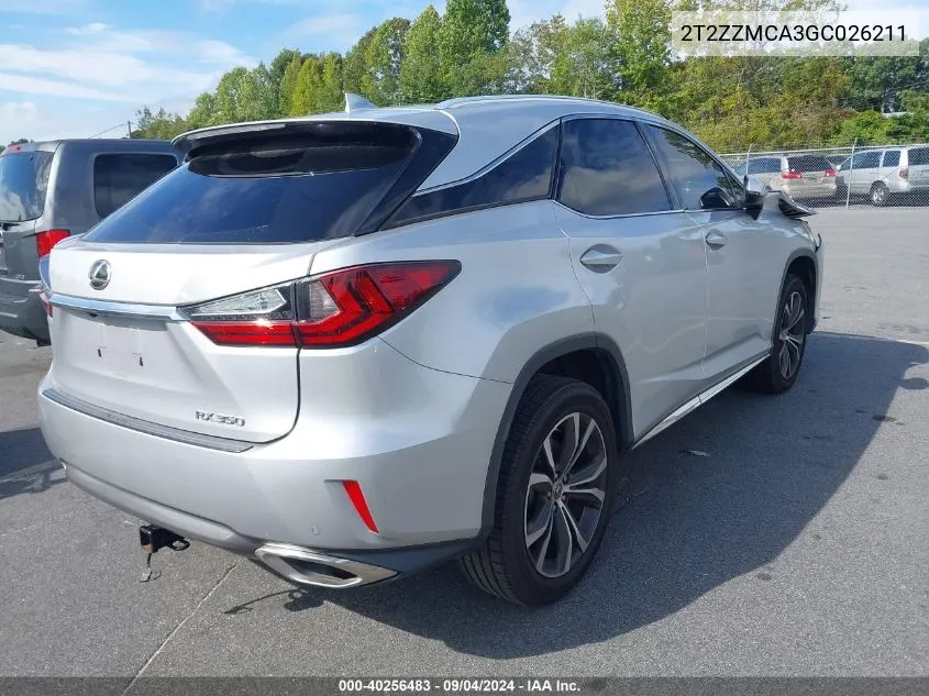 2016 Lexus Rx 350 VIN: 2T2ZZMCA3GC026211 Lot: 40256483