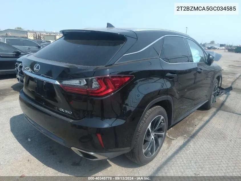 2T2BZMCA5GC034585 2016 Lexus Rx 350