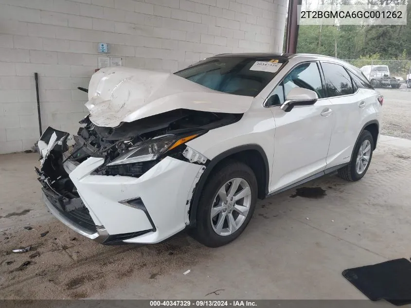 2016 Lexus Rx 450H/Base/F Sport VIN: 2T2BGMCA6GC001262 Lot: 40347329