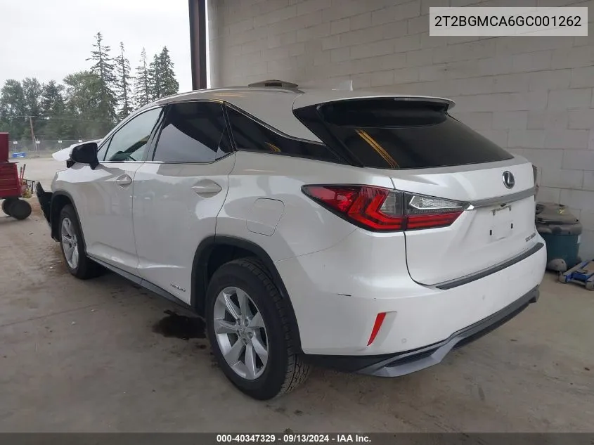 2016 Lexus Rx 450H/Base/F Sport VIN: 2T2BGMCA6GC001262 Lot: 40347329