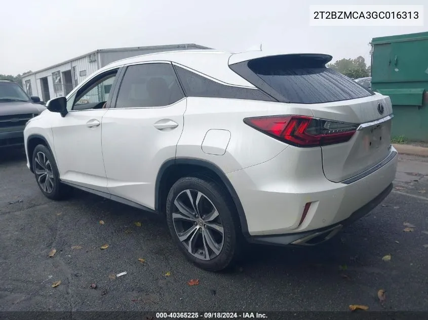 2016 Lexus Rx 350/Base/F Sport VIN: 2T2BZMCA3GC016313 Lot: 40365225