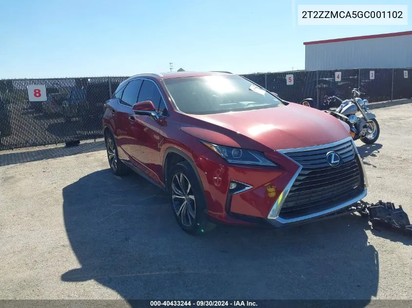 2016 Lexus Rx 350 VIN: 2T2ZZMCA5GC001102 Lot: 40433244