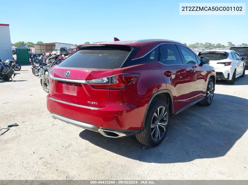 2016 Lexus Rx 350 VIN: 2T2ZZMCA5GC001102 Lot: 40433244