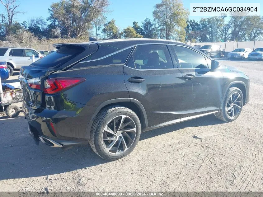 2016 Lexus Rx 350/Base/F Sport VIN: 2T2BZMCA6GC034904 Lot: 40448899