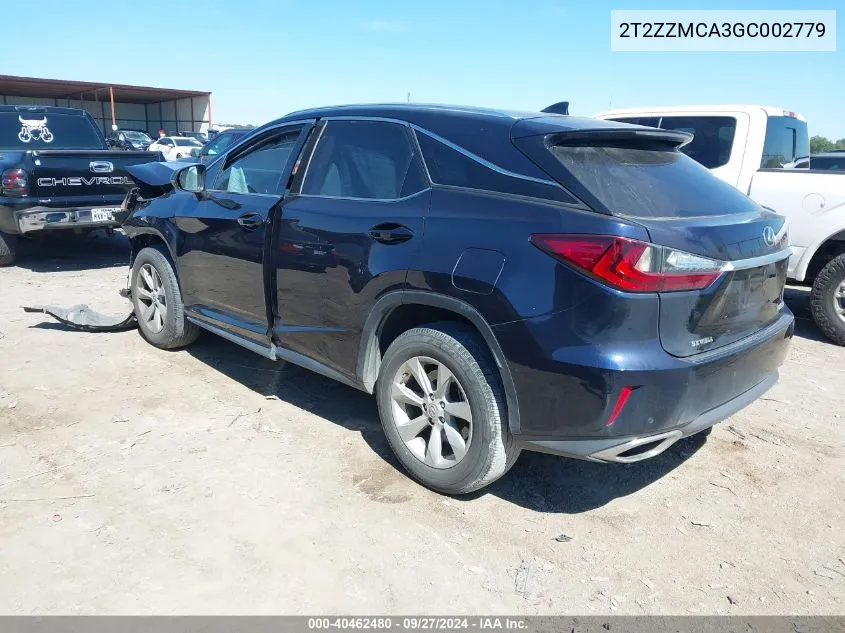 2016 Lexus Rx 350 VIN: 2T2ZZMCA3GC002779 Lot: 40462480