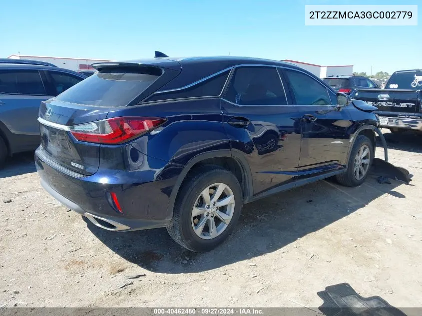 2016 Lexus Rx 350 VIN: 2T2ZZMCA3GC002779 Lot: 40462480