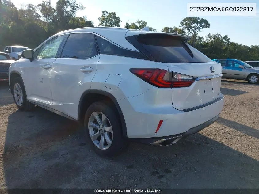 2016 Lexus Rx 350 VIN: 2T2BZMCA6GC022817 Lot: 40483913