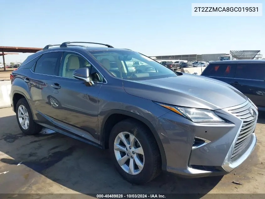 2016 Lexus Rx 350 VIN: 2T2ZZMCA8GC019531 Lot: 40489828