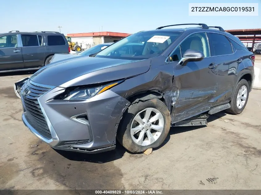 2016 Lexus Rx 350 VIN: 2T2ZZMCA8GC019531 Lot: 40489828