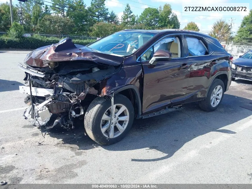 2016 Lexus Rx 350 VIN: 2T2ZZMCAXGC008272 Lot: 40490063