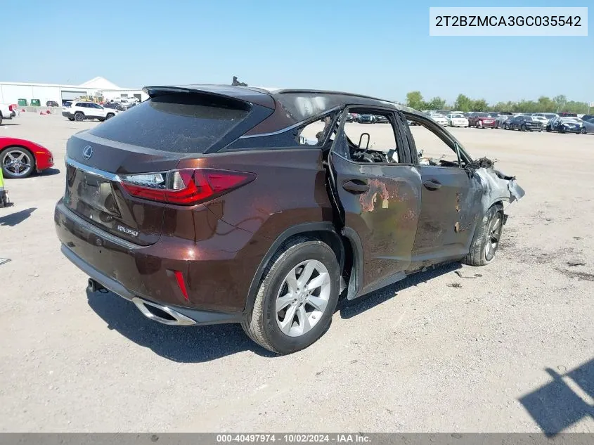 2T2BZMCA3GC035542 2016 Lexus Rx 350