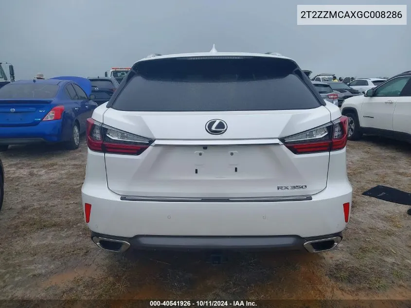 2016 Lexus Rx 350 VIN: 2T2ZZMCAXGC008286 Lot: 40541926