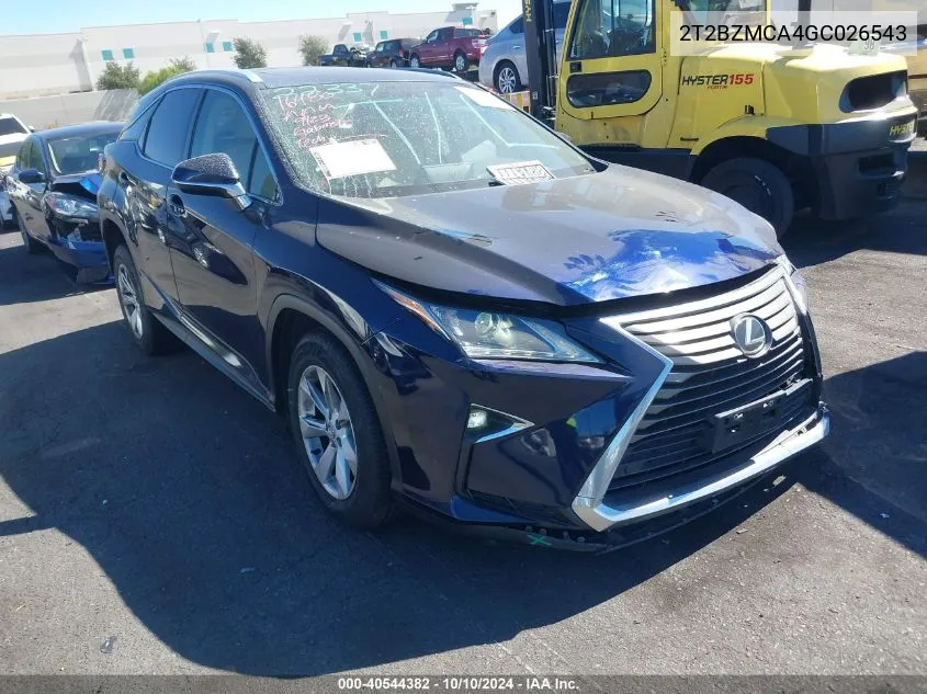 2016 Lexus Rx 350 VIN: 2T2BZMCA4GC026543 Lot: 40544382