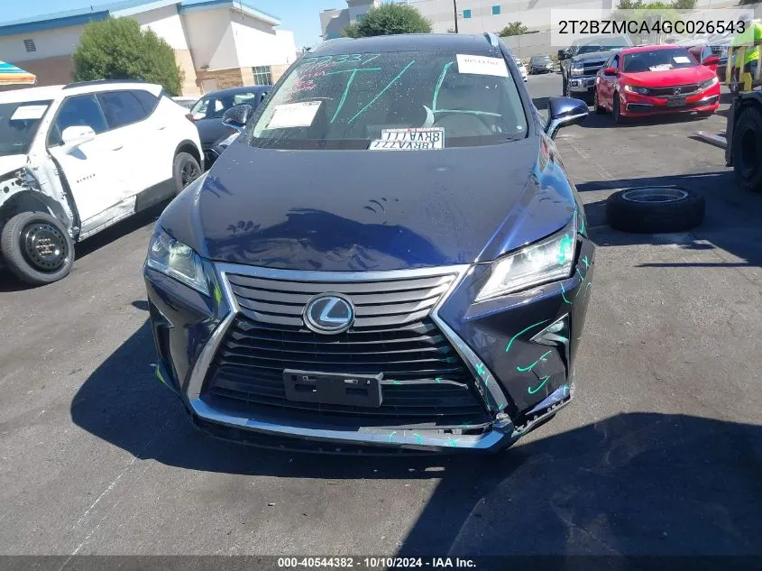 2016 Lexus Rx 350 VIN: 2T2BZMCA4GC026543 Lot: 40544382