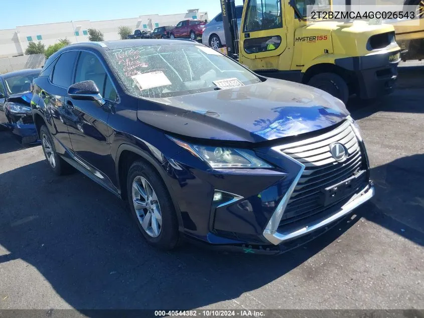 2016 Lexus Rx 350 VIN: 2T2BZMCA4GC026543 Lot: 40544382