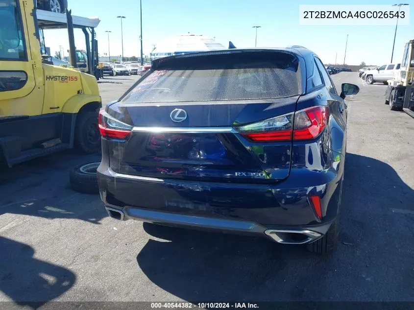 2016 Lexus Rx 350 VIN: 2T2BZMCA4GC026543 Lot: 40544382