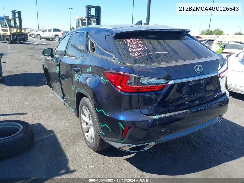 2016 Lexus Rx 350 VIN: 2T2BZMCA4GC026543 Lot: 40544382