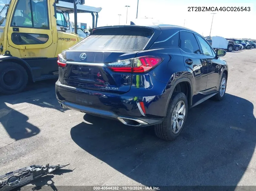 2016 Lexus Rx 350 VIN: 2T2BZMCA4GC026543 Lot: 40544382