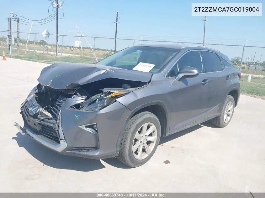 2016 Lexus Rx 350 VIN: 2T2ZZMCA7GC019004 Lot: 40569748