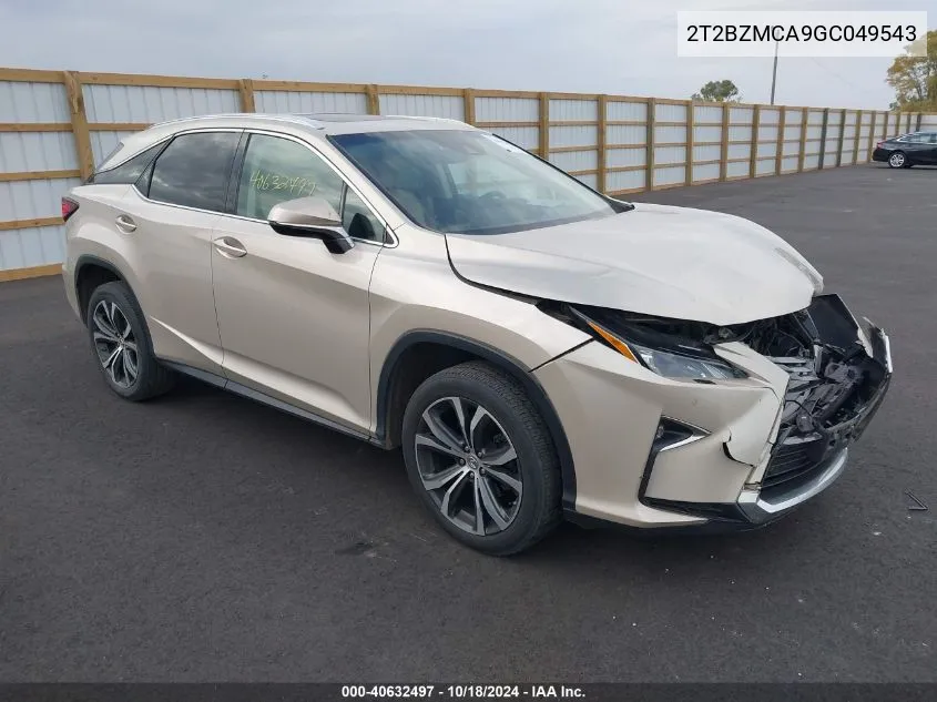 2016 Lexus Rx 350 VIN: 2T2BZMCA9GC049543 Lot: 40632497