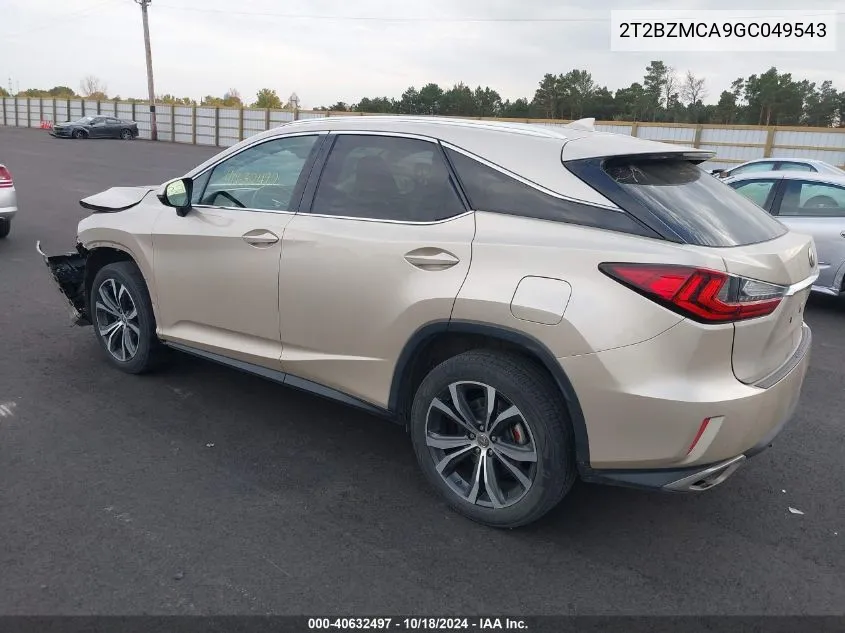 2016 Lexus Rx 350 VIN: 2T2BZMCA9GC049543 Lot: 40632497