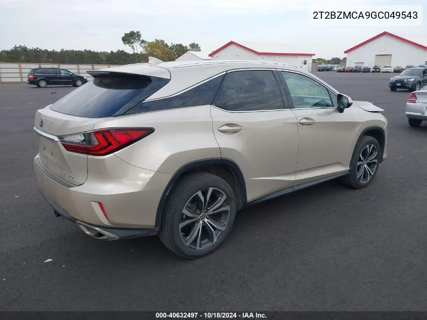 2016 Lexus Rx 350 VIN: 2T2BZMCA9GC049543 Lot: 40632497