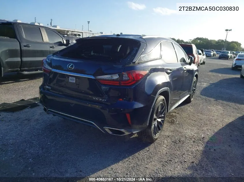 2016 Lexus Rx 350 F Sport VIN: 2T2BZMCA5GC030830 Lot: 40653167