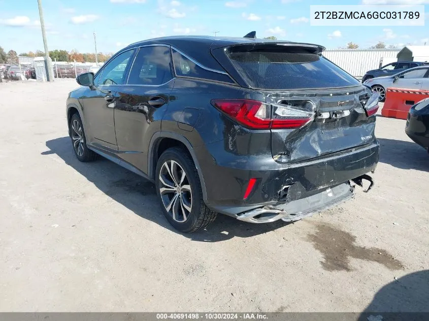 2016 Lexus Rx 350 VIN: 2T2BZMCA6GC031789 Lot: 40691498