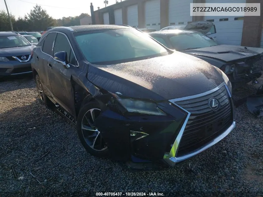 2016 Lexus Rx VIN: 2T2ZZMCA6GC018989 Lot: 40705437