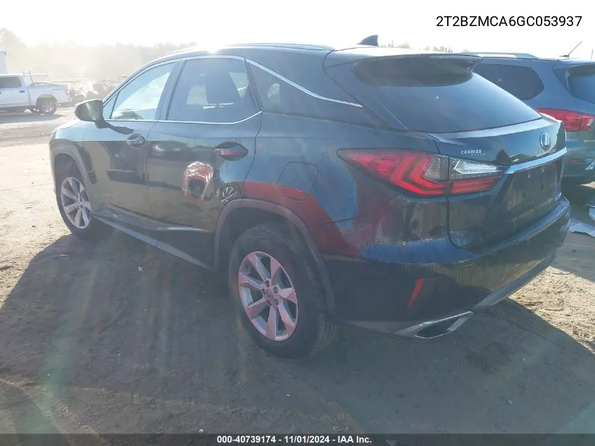 2016 Lexus Rx 350 VIN: 2T2BZMCA6GC053937 Lot: 40739174