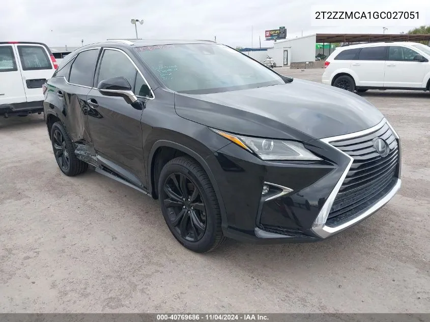 2016 Lexus Rx 350 VIN: 2T2ZZMCA1GC027051 Lot: 40769686