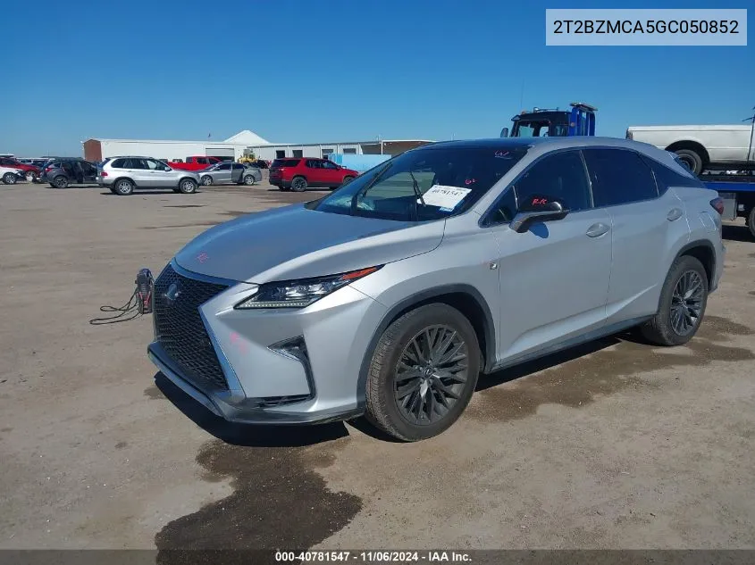 2016 Lexus Rx 350 F Sport VIN: 2T2BZMCA5GC050852 Lot: 40781547