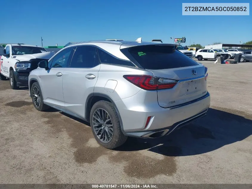 2016 Lexus Rx 350 F Sport VIN: 2T2BZMCA5GC050852 Lot: 40781547