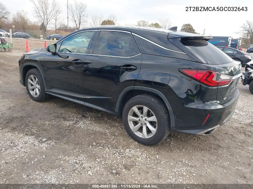 2016 Lexus Rx 350 VIN: 2T2BZMCA5GC032643 Lot: 40887345