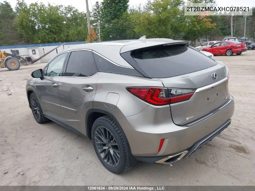 2017 Lexus Rx 350/Base/F Sport VIN: 2T2BZMCAXHC078521 Lot: 12061634